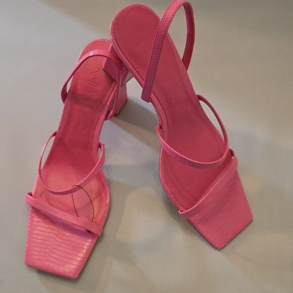 BRAND NEW MANGO BLOCK HEEL  SQUARE TOE WOMENS SANDALS - Picture 14 of 16